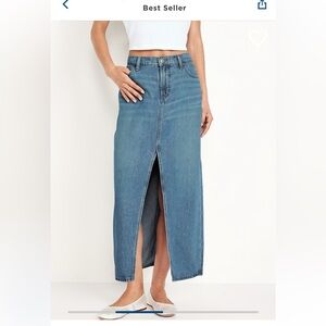 Black Denim Maxi Skirt